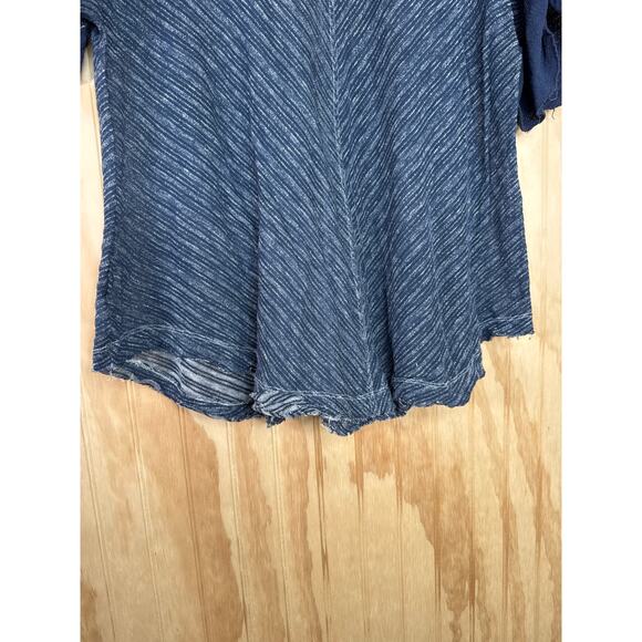 Free People We The Free Shirt Size Large Crochet Sleeve Gauze Distressed Boho - Picture 6 of 8